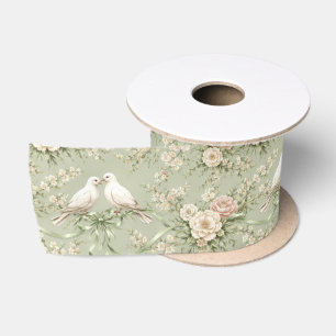 Hochzeitstauben mit Rosen und Bändern Satinband