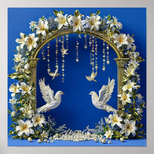 Hochzeitstauben Romantischer Himmel Vögel 💍🕊️☁️✨ Poster