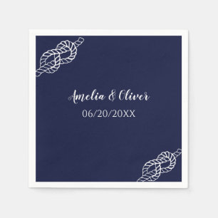 Hochzeitstaue Schiffsseil Weiß & Navy Blau Serviette