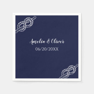 Hochzeitstaue Schiffsseil Weiß & Navy Blau Serviette