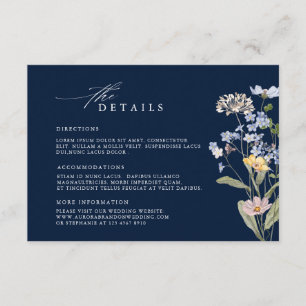 Hochzeitstempel für Hochzeiten von Navy-Wildblumen Begleitkarte