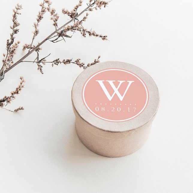 Hochzeitstermin für die Pfirsichpfirsichbriefe Runder Aufkleber (Von Creator hochgeladen)