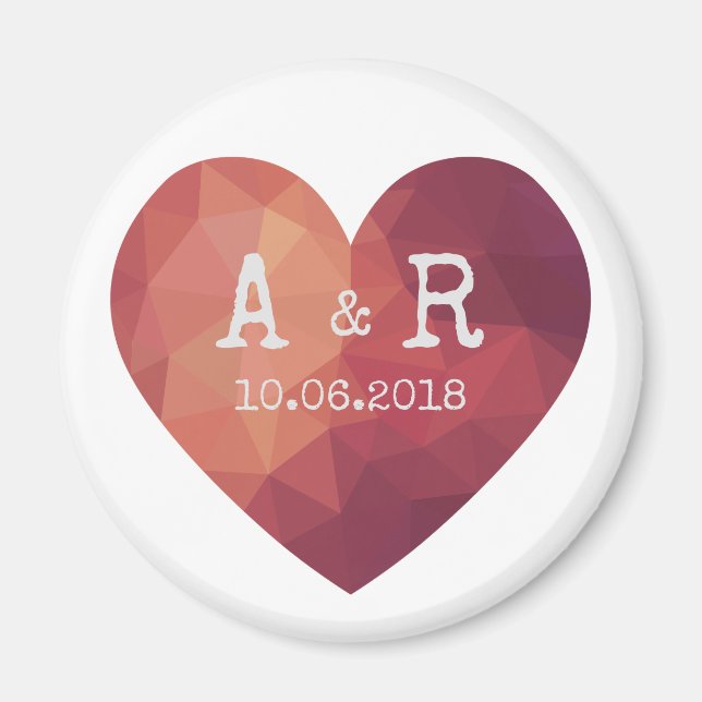 Hochzeitstermin für ein rotes Herz Magnet (Vorne)