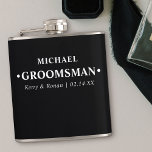 Hochzeitstermin und Personalisierte Namen des Trau Flachmann<br><div class="desc">Personalisierte Hip Flasken sind großartige Hochzeitsgeweih-Geschenke für das Party des Bräutigams. Dieses minimalistische Typografie-Design ist in einer modernen, kühnen Typografie geschrieben und kann für jeden Trauzeugen individuell angepasst werden. Die Namensvorlage ist Set für Sie bereit, um den Namen des Trauzeugen, der Braut und des Bräutigams und das Hochzeitstermin hinzuzufügen. Dieses...</div>