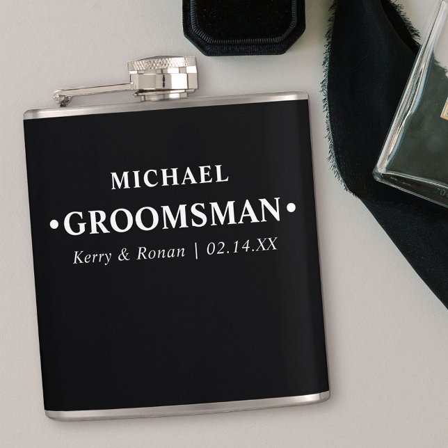 Hochzeitstermin und Personalisierte Namen des Trau Flachmann (Wedding Gift for Groomsman)
