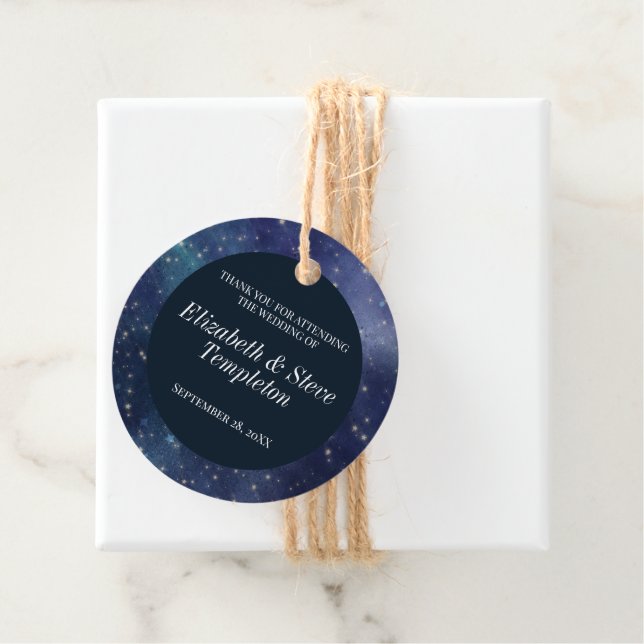 Hochzeitsterne Nacht Celestial Danke Navy Geschenkanhänger (Beispiel)