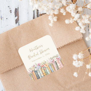 Hochzeitsthema-Buch-Brautparty-Aufkleber Quadratischer Aufkleber