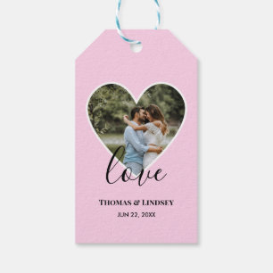 Hochzeitstich Foto Rosa Herzrahmen Moderne Kalligr Geschenkanhänger