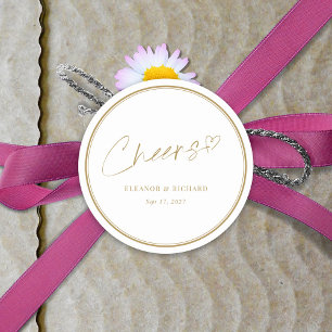 Hochzeitsticker - Beifall! White & Gold Letters Runder Aufkleber