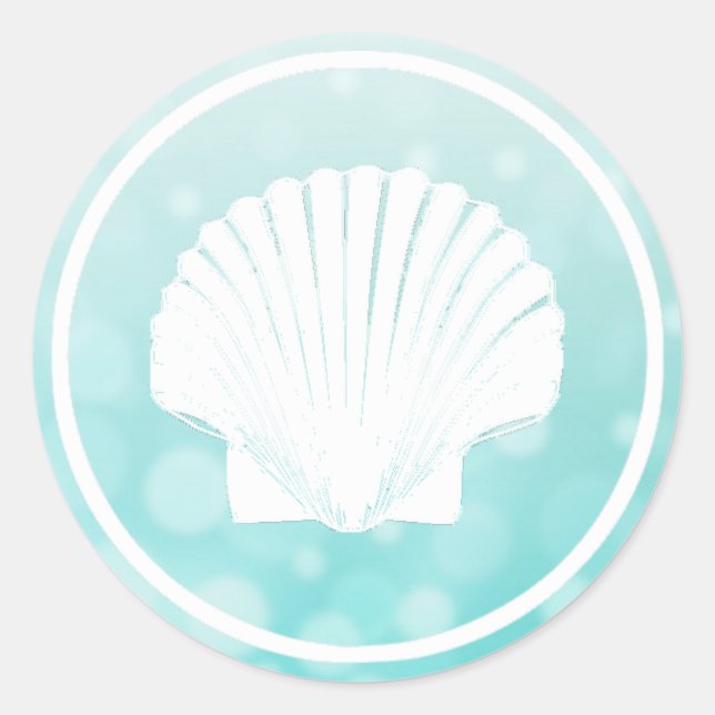 Hochzeitsticker für aquamarine und weiße Initialen Runder Aufkleber (Vorderseite)