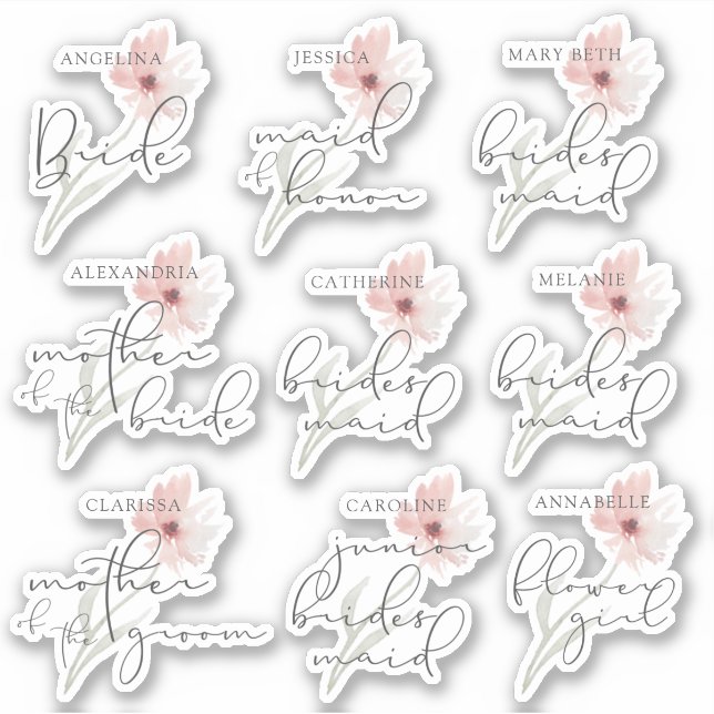 Hochzeitsticker für Brautparty Personalisiert Aufkleber (Vorderseite)