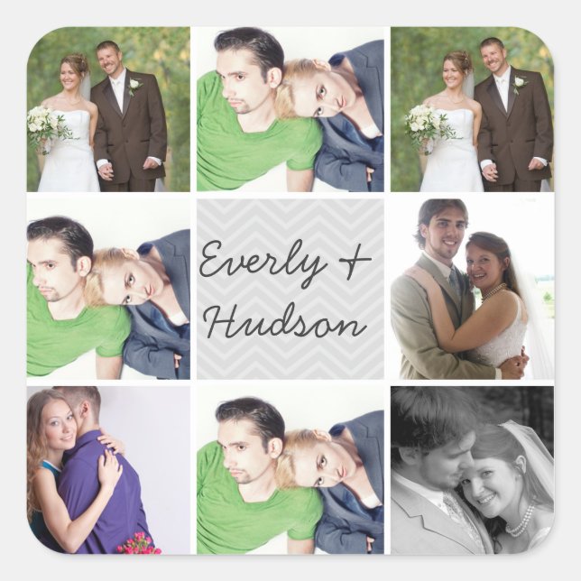 Hochzeitsticker für Foto Quadratischer Aufkleber (Vorderseite)