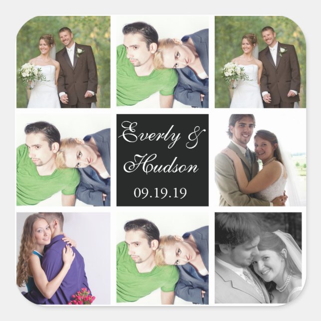 Hochzeitsticker für Foto Quadratischer Aufkleber (Vorderseite)