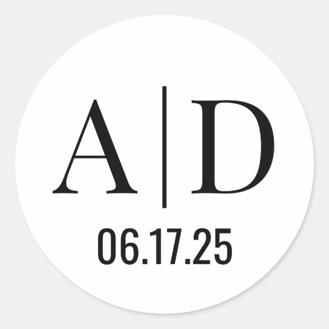 Hochzeitsticker für Monogramm Runder Aufkleber (Vorderseite)