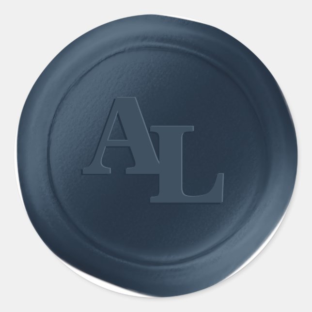Hochzeitsticker für Navy Blue Wax Siegel Runder Aufkleber (Vorderseite)