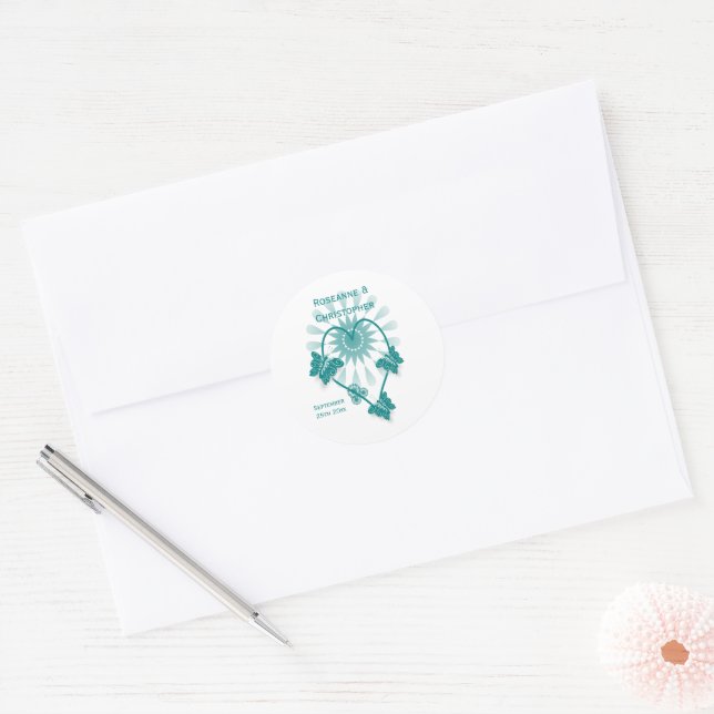 Hochzeitsticker für Umschlag Aufkleber Aquamarine  (Umschlag)