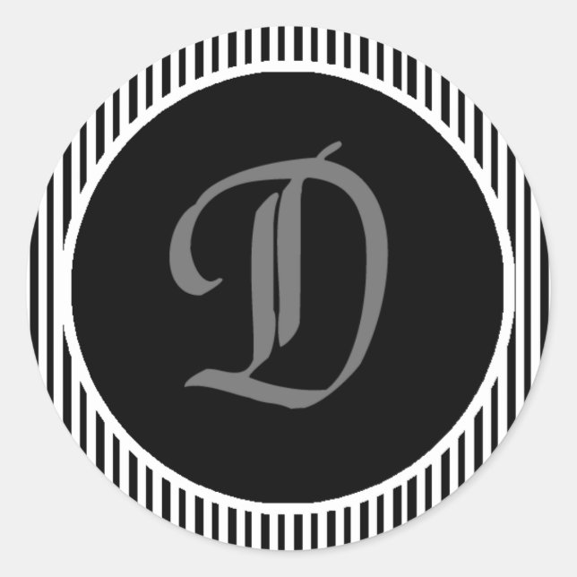 Hochzeitsticker für Umschlag Aufkleber D Monogramm (Vorderseite)