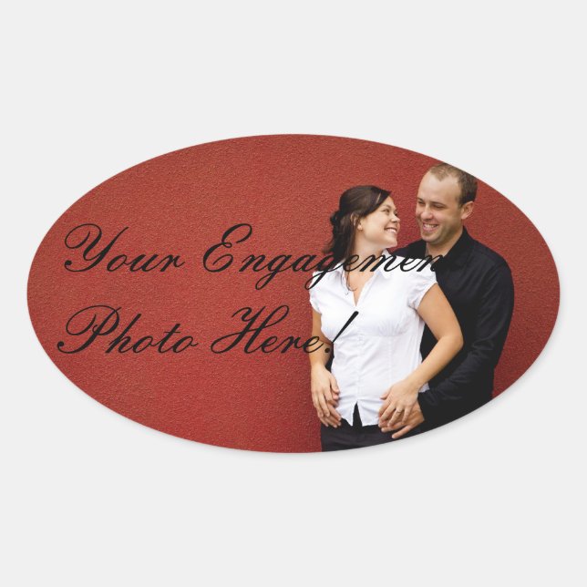 Hochzeitsticker für Verlobung Foto Oval Ovaler Aufkleber (Vorderseite)