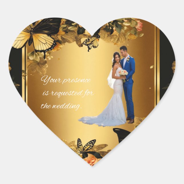 Hochzeitsticker Herz-Aufkleber (Vorderseite)
