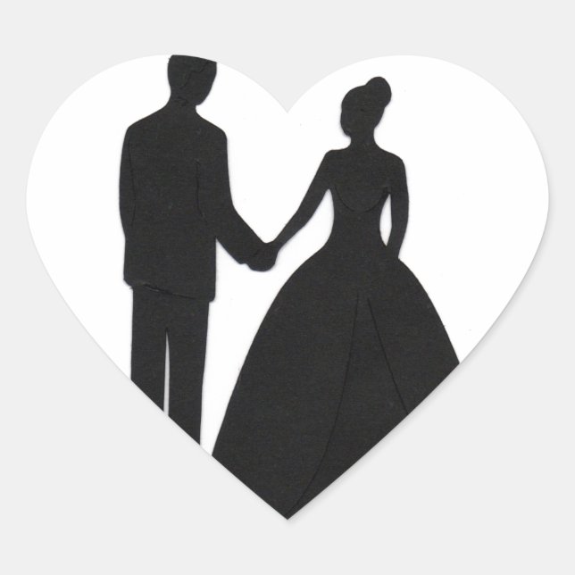 Hochzeitsticker Herz-Aufkleber (Vorderseite)