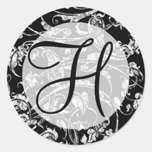 Hochzeitsticker Monogram H Runder Aufkleber