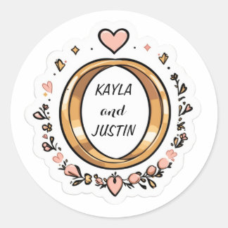 Hochzeitsticker | Niedlich-Romantischer Vinyl-Stic Runder Aufkleber
