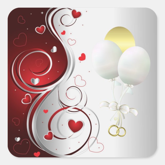 Hochzeitsticker Quadratischer Aufkleber (Vorderseite)