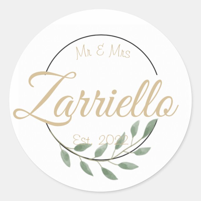 Hochzeitsticker Runder Aufkleber (Vorderseite)