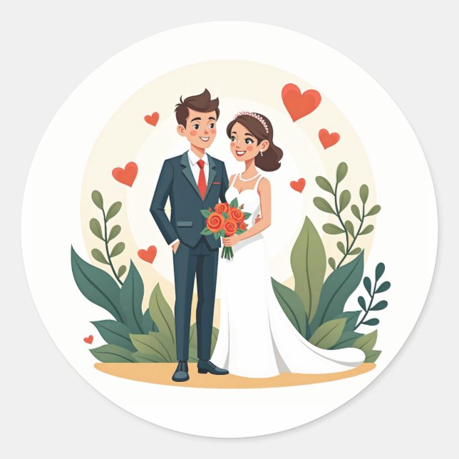 Hochzeitsticker Runder Aufkleber (Vorderseite)