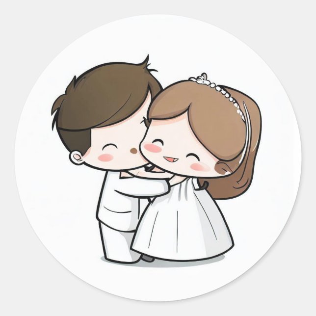 Hochzeitsticker Runder Aufkleber (Vorderseite)