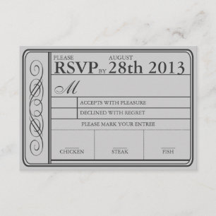 Hochzeitsticket UAWG II Punchout Grau RSVP Karte