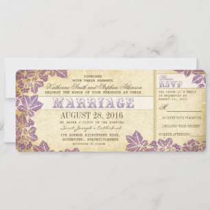 Hochzeitstickets für Jahrgänge mit Pflaumenladen S Einladung