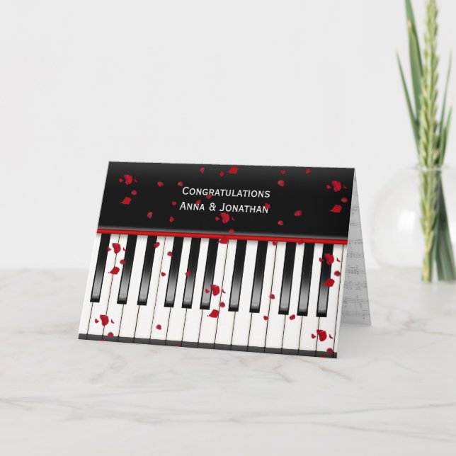 Hochzeitstiefel für Rose auf Pianokarte Karte (Vorderseite)
