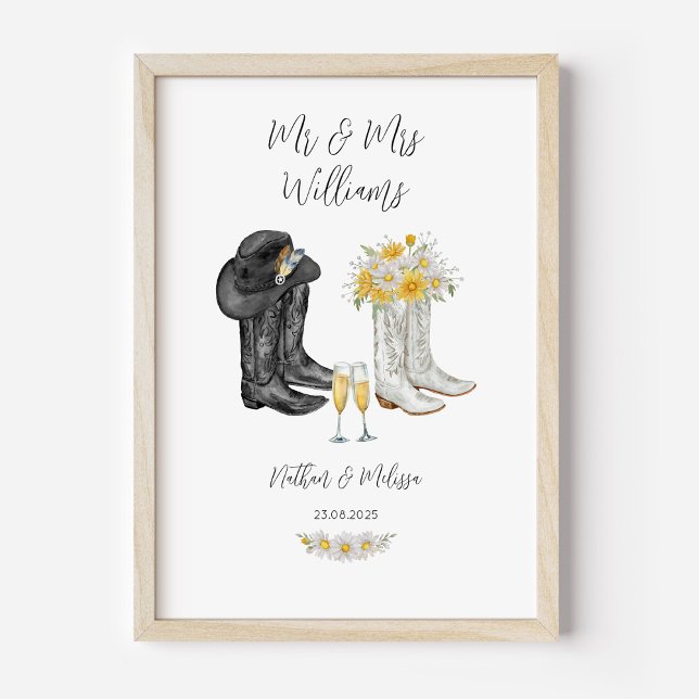 Hochzeitstiefel für Western Poster (Western Boots Wedding Poster)