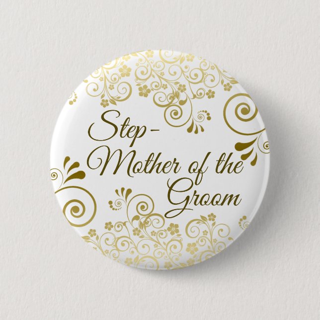 Hochzeitstiefmutter des Groom Gold Filigree Button (Vorderseite)