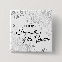 Hochzeitstiefmutter des Groom Name Tag Silver