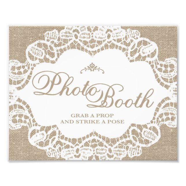 Hochzeitstifte - Burlap & Lace - Foto Booth - (Vorne)