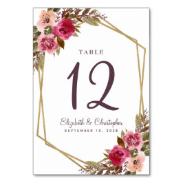 Hochzeitstil-Tischnummer Floral Gold Geometric Lil Tischnummer