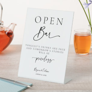 Hochzeitstipendium für Open Bar Sign Empfang Sockelschild