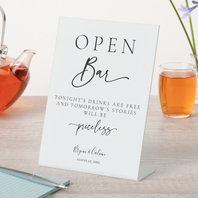 Hochzeitstipendium für Open Bar Sign Empfang Sockelschild (In Situ)