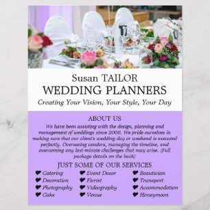 Hochzeitstisch-Anzeige, Hochzeitsplaner Flyer