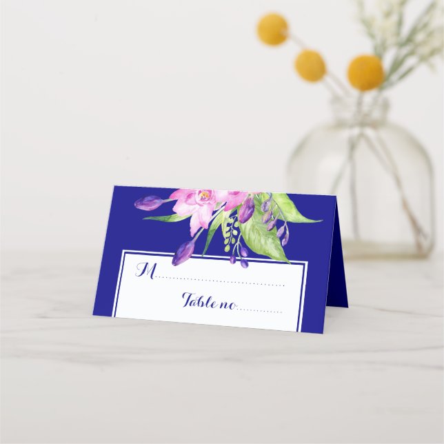 Hochzeitstisch für lila Pflaume Platzkarte (Vorderseite)