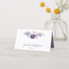 Hochzeitstisch für lila und Silberblumen 2 Platzkarte