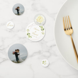 Hochzeitstisch für moderne geometrische Greenerie Konfetti