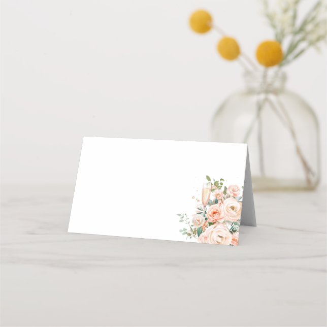 Hochzeitstisch für Petalen und Prosecco Platzkarte (Vorderseite)