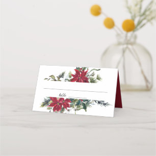 Hochzeitstisch für Rote Poinsettia Wasserfarben Platzkarte