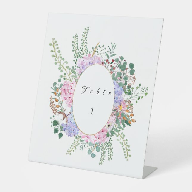 Hochzeitstisch Hydrangea 2 Sockelschild (Vorderseite)