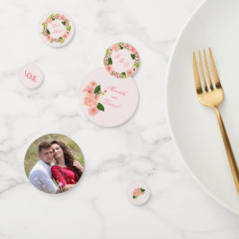 Hochzeitstisch mit moderner Rosa Wasserfarbe Konfetti