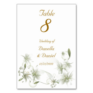 Hochzeitstisch Nummer Hochzeit Weiße Blumen Floral Tischnummer