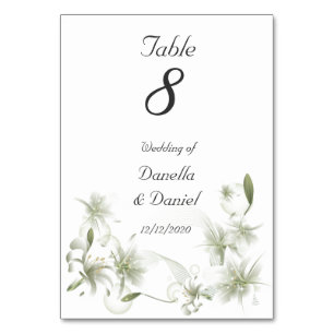 Hochzeitstisch Nummer Hochzeit Weiße Blumen Floral Tischnummer